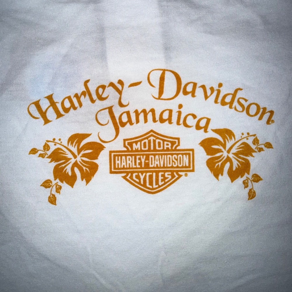 Harley-Davidson Jamaica V-Neck T-Shirt Women's L White Hibiscus Logo
